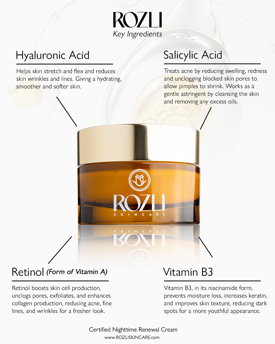 ROZLI Skincare | Revitalizing Nighttime Face Cream